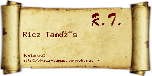Ricz Tamás névjegykártya
